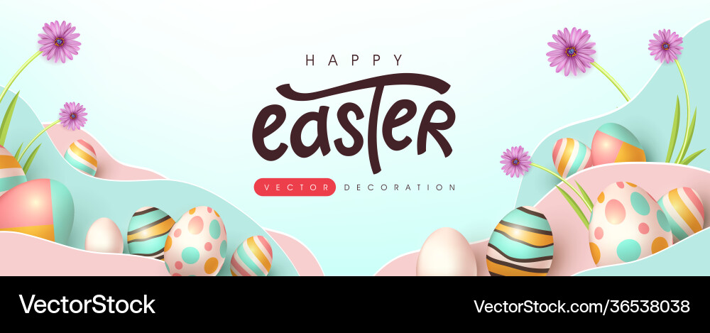 Easter banner background template with colorful Easter banner background template with colorful Vector Image