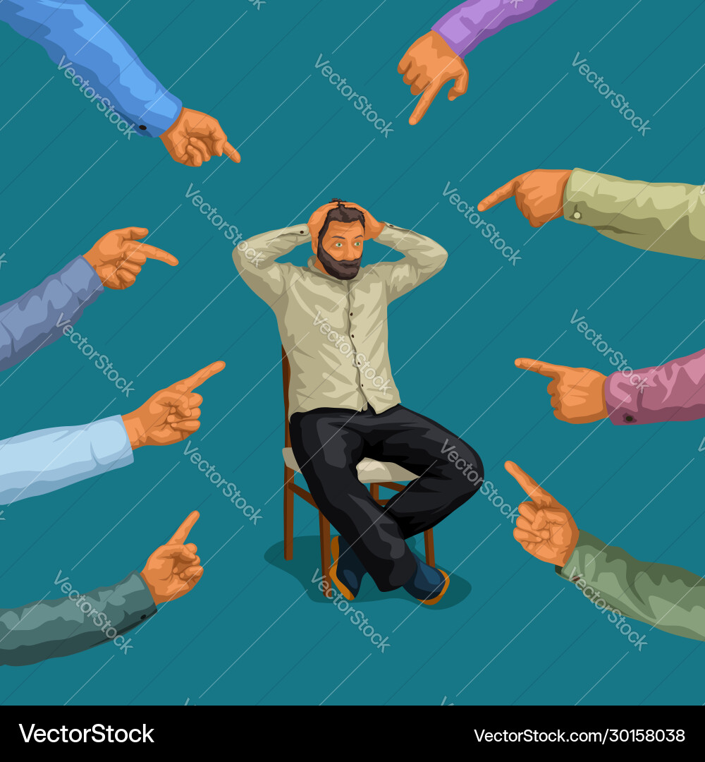 Man and pointed hands vector image