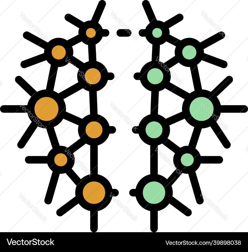 Neural brain icon color outline vector image