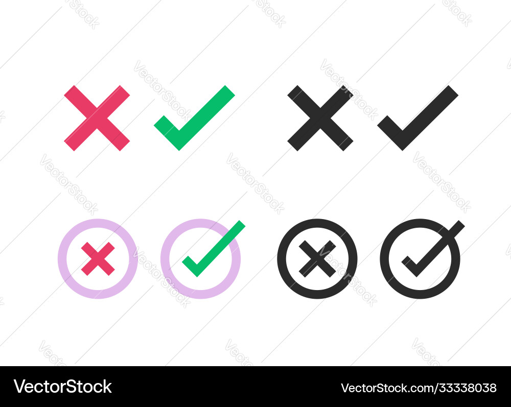 Poll vote right and wrong yes no circle checkbox Poll vote right and wrong yes no circle checkbox vector image