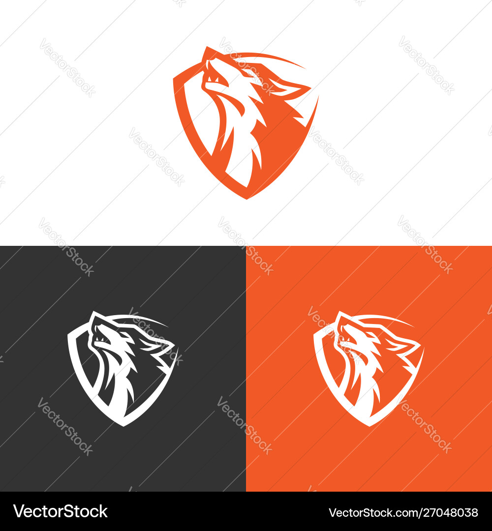 Powerful Wolf Shield Logo vector image