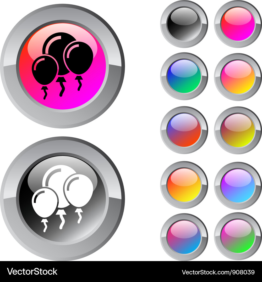 Balloons multicolor round button vector image