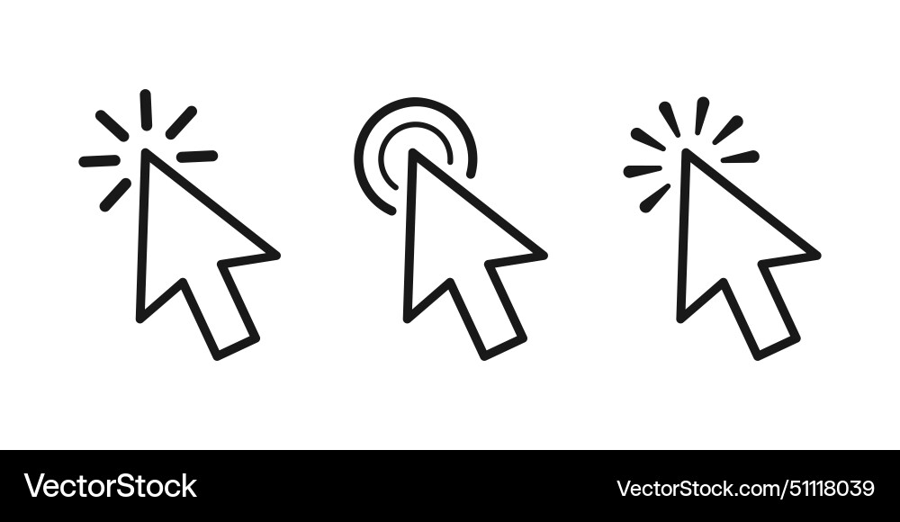 Cursor line icon and pointer arrow Cursor line icon and pointer arrow vector image