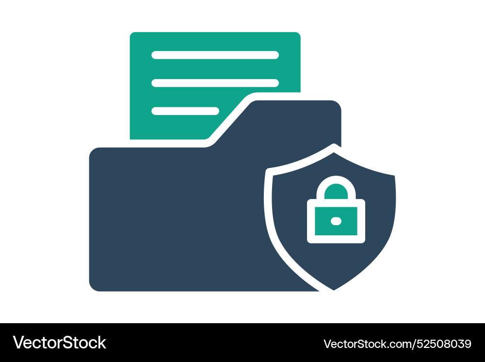 Data security icon folder with shield and lock Data security icon folder with shield and lock Vector Image