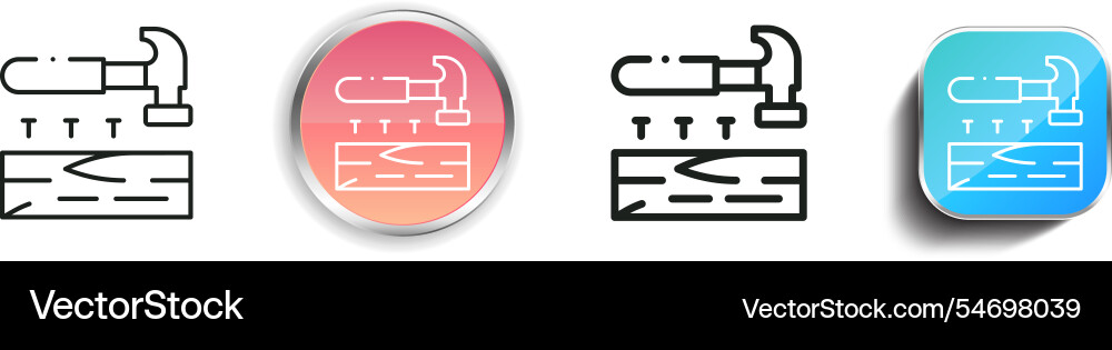 Hammer-Symbol dünn linear regelmäßig und Taste Hammer-Symbol dünn linear regelmäßig und Taste vektorbild