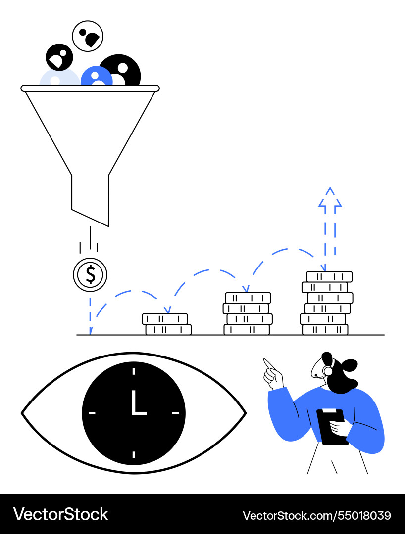 Optimizing funnel conversion for increased revenue Optimizing funnel conversion for increased revenue vector image