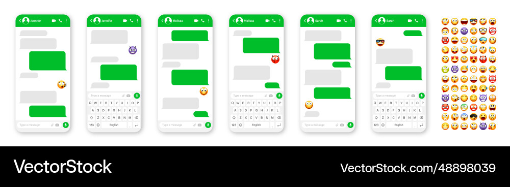 Smartphone messaging app user interface design Smartphone messaging app user interface design vector image