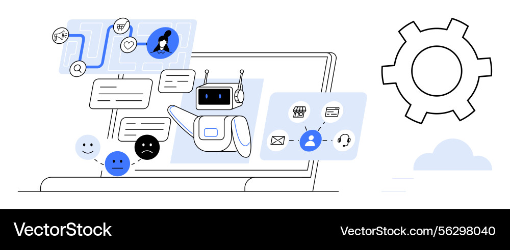 Ai-powered chatbot analyzing user feedback vector image