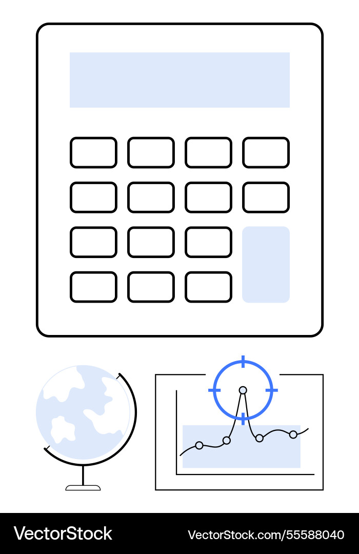 Calculator with globe and chart representing Calculator with globe and chart representing vector image