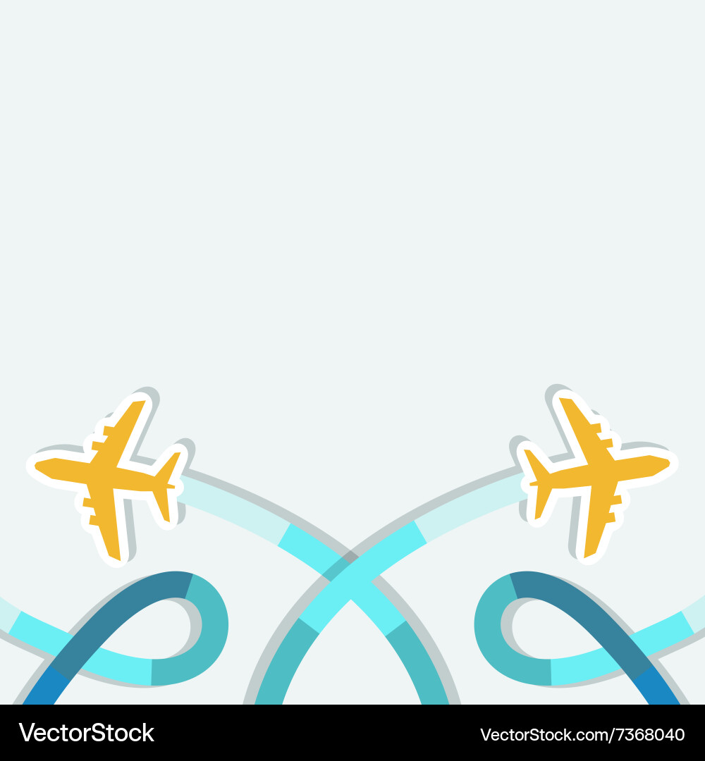 Card with two planes and colored trace of them vector image