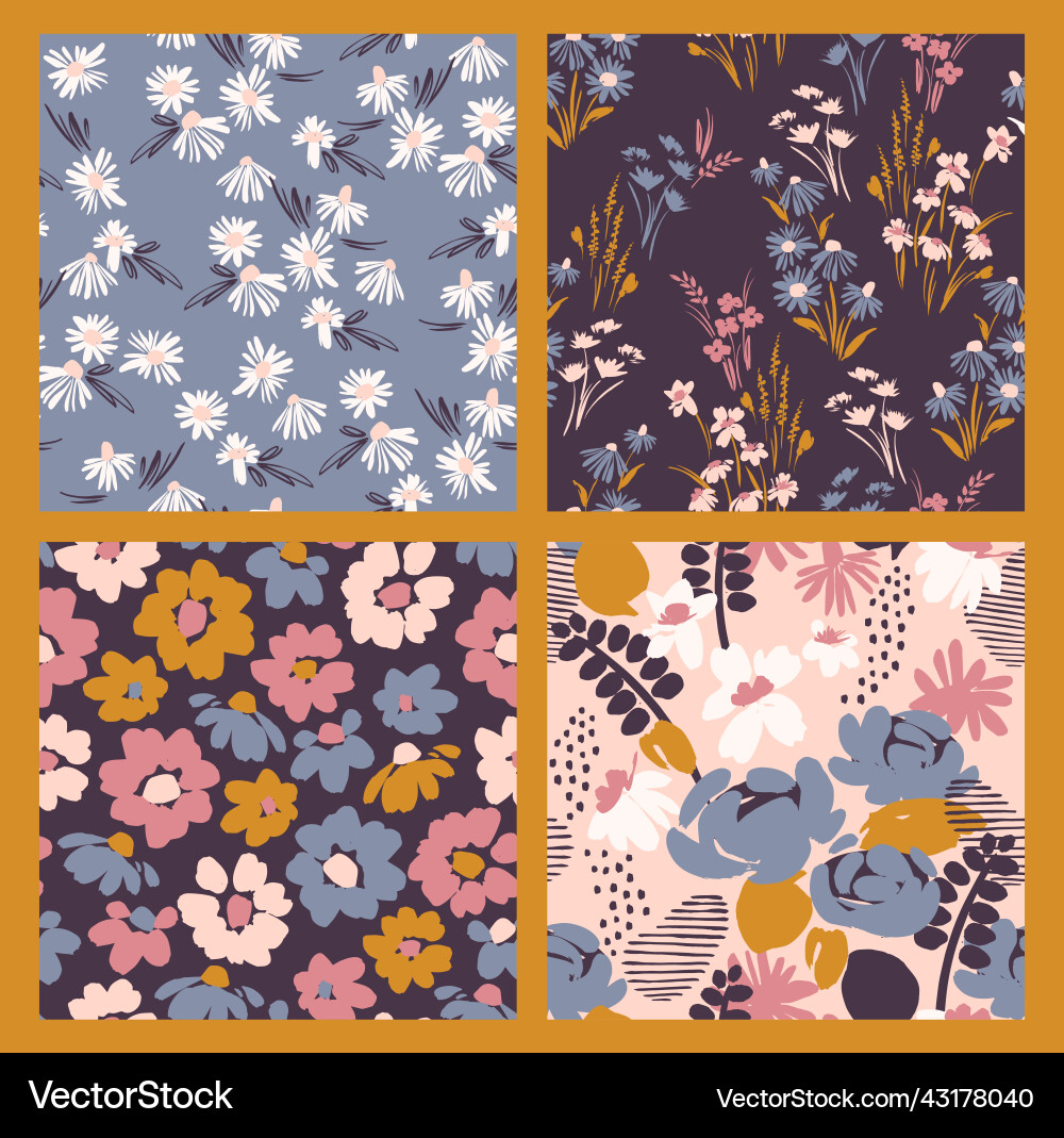 Floral Seamless Patterns vector image