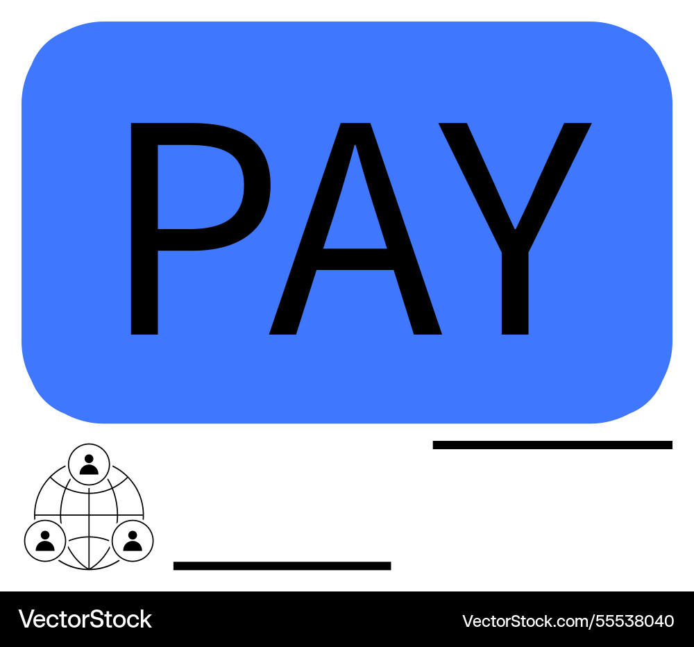 Large pay button with connected user network Large pay button with connected user network vector image