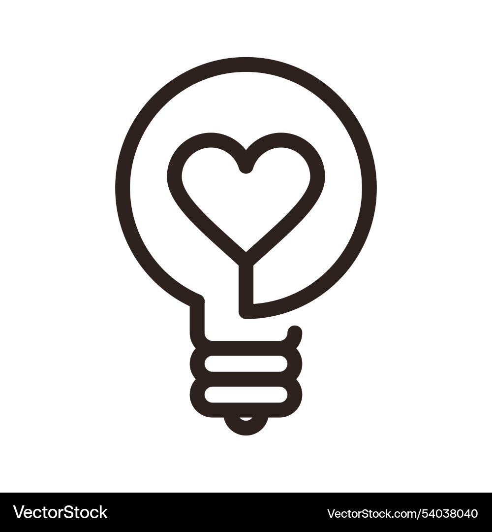 Light bulb icon with heart sign think love vector image