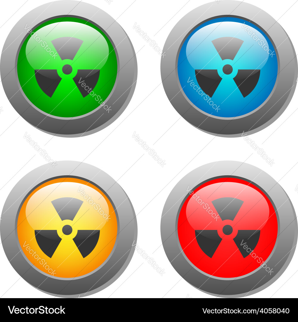 Radioactivity icon on buttons set vector image