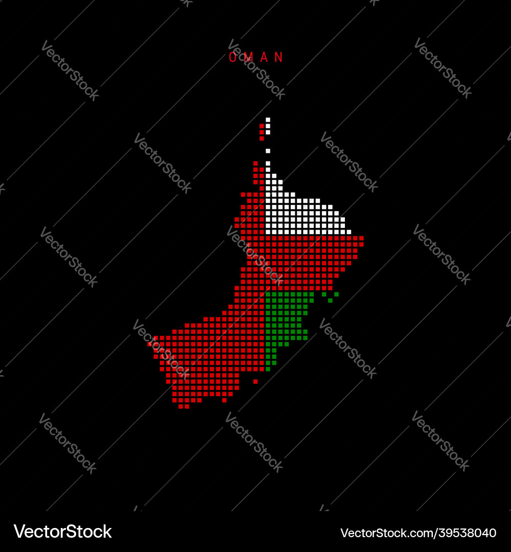 Square dots pattern map of oman dotted pixel Square dots pattern map of oman dotted pixel vector image