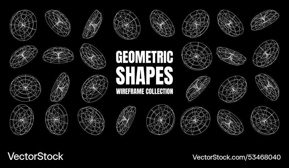 Wireframe lined shapes perspective mesh 3d grid Wireframe lined shapes perspective mesh 3d grid Vector Image