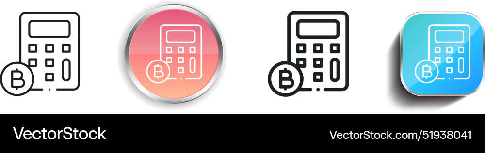 Bitcoin icon thin linear regular and button style vector image