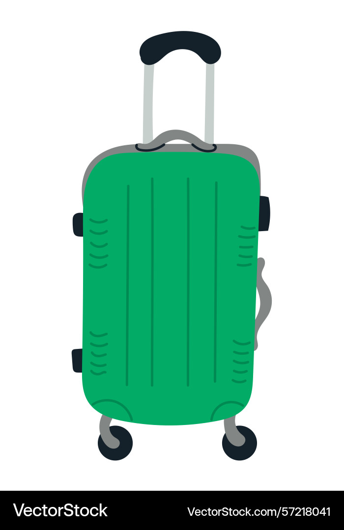 Green rolling suitcase with extended handle Green rolling suitcase with extended handle Vector Image
