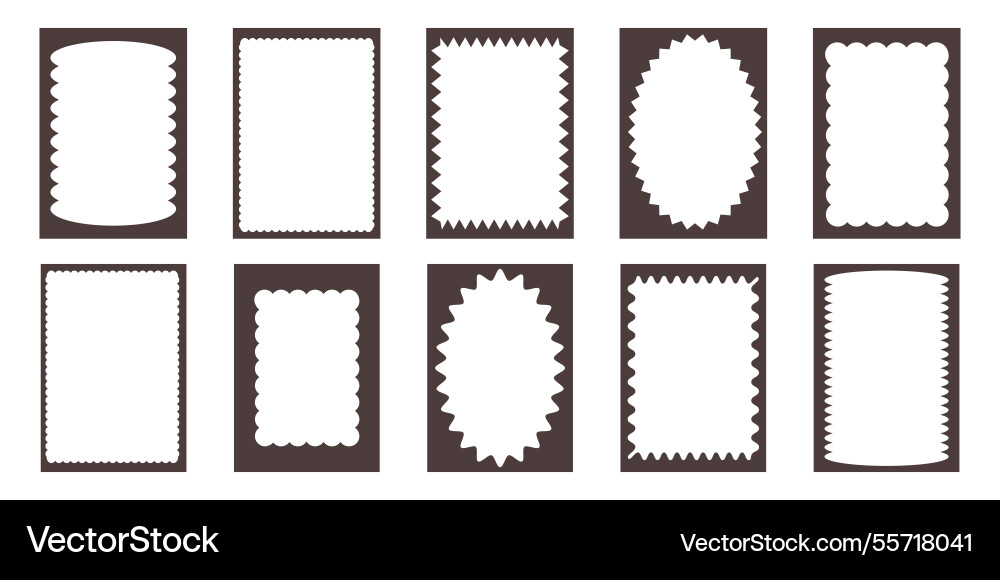 Groovy frame jagged scallop edge text box Groovy frame jagged scallop edge text box vector image