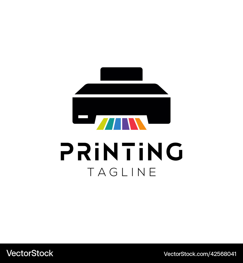 Printing company logo design with printer vector image