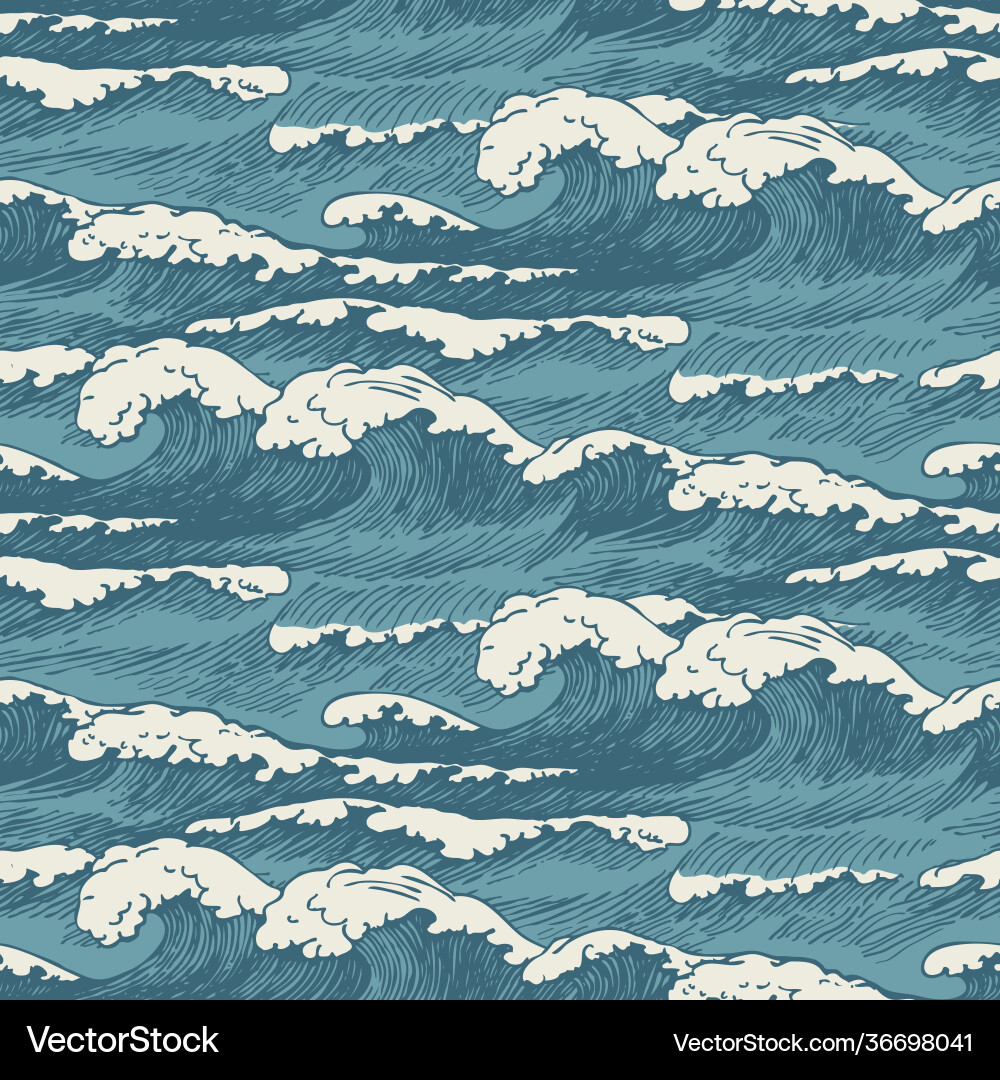 Retro Sea Waves Pattern vector image