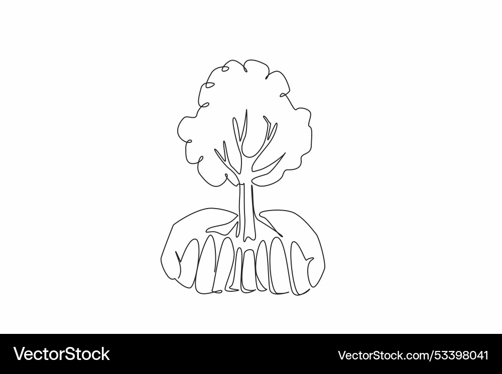 Single continuous line drawing two open palms Single continuous line drawing two open palms Vector Image