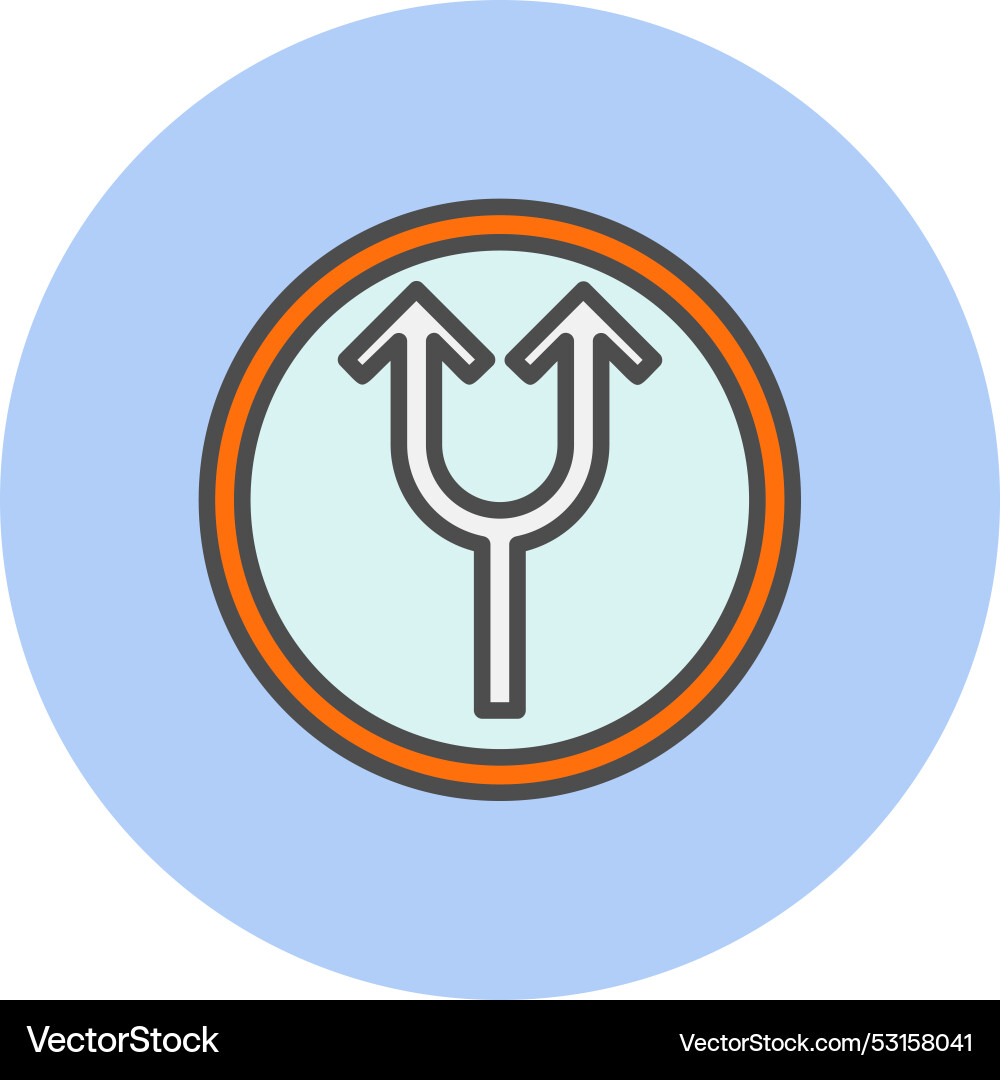 Split arrow line filled circle icon Vector Image