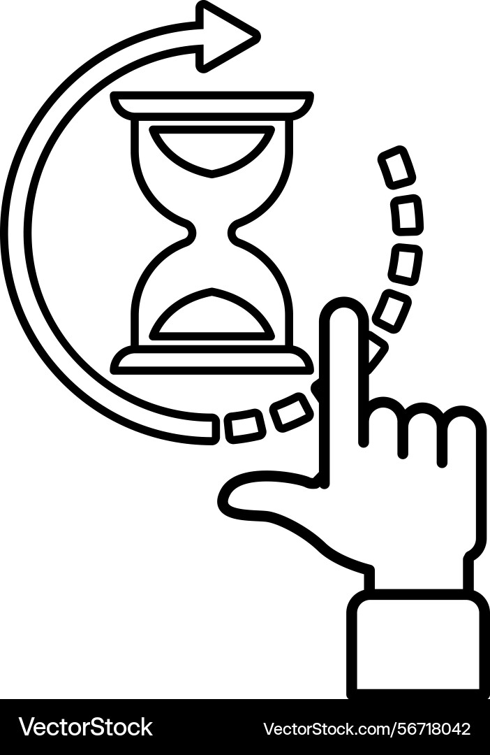 A hand pointing to clock that is set A hand pointing to clock that is set vector image