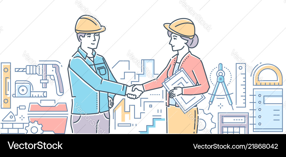 Construction firm - colorful line design style Construction firm - colorful line design style vector image