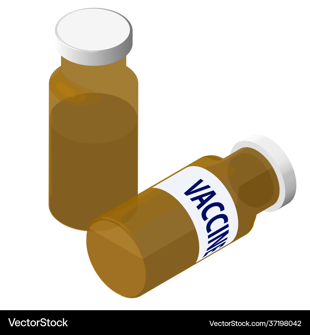 Covid19-19 vaccine ampoule isometric isolated Covid19-19 vaccine ampoule isometric isolated vector image