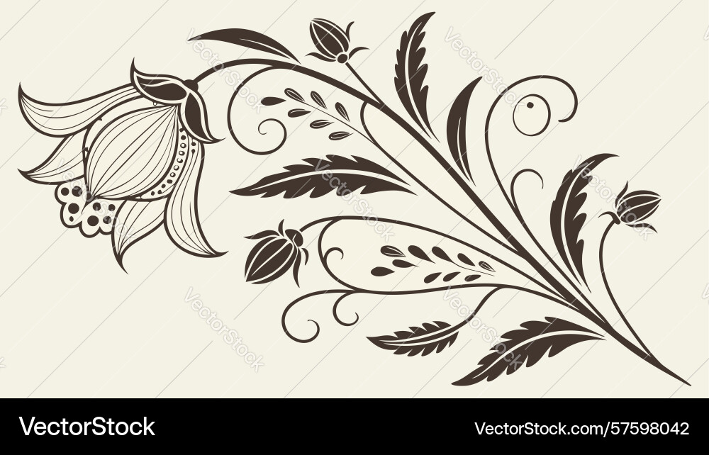 Elegant blossom branch scroll design generative Vector Image