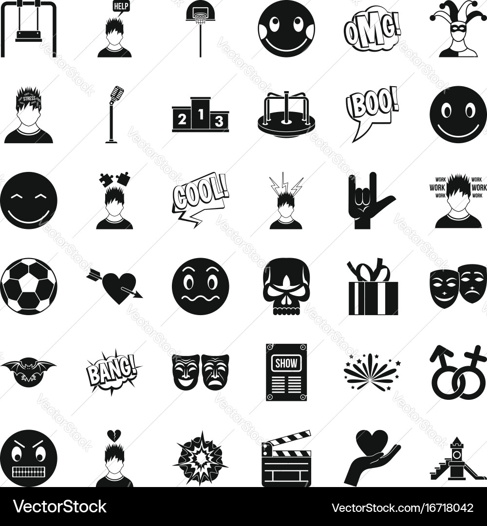 Emotion icons set simple style Vector Image