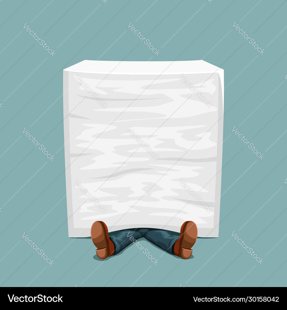 Man lying under paper stack Man lying under paper stack vector image