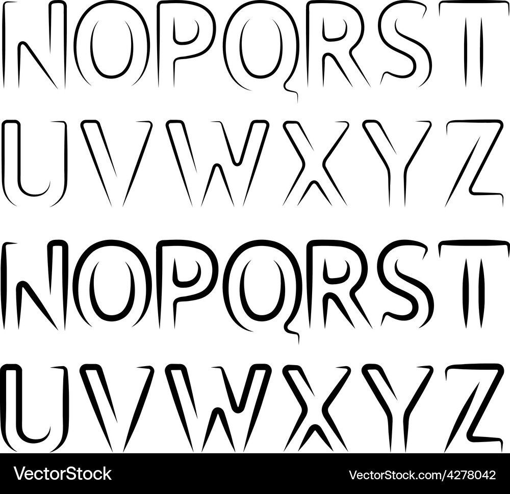 Minimal contour alphabet font - part 2 Vector Image