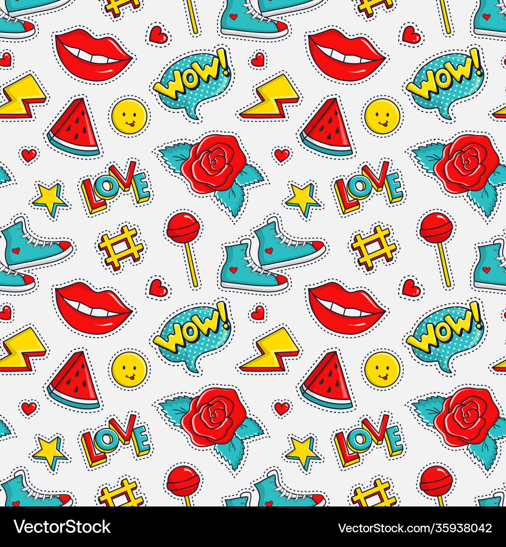 Seamless pattern with colorful patches Seamless pattern with colorful patches vector image