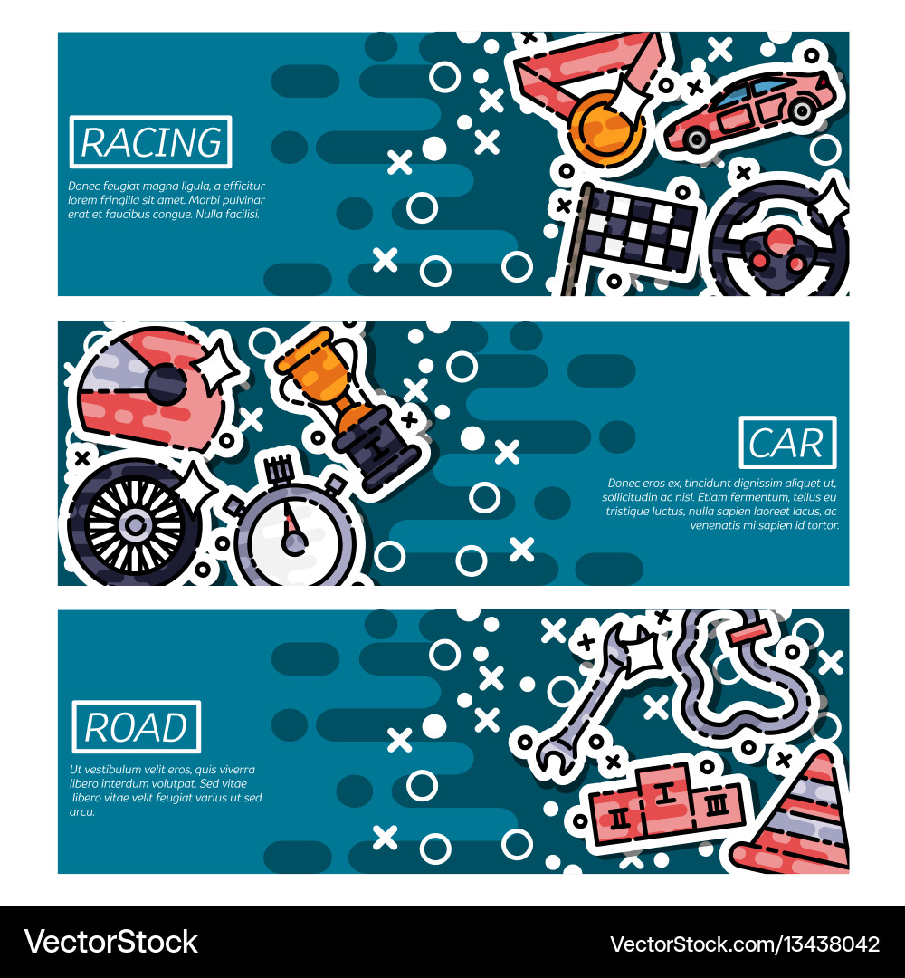Set of horizontal banners about racing Set of horizontal banners about racing vector image