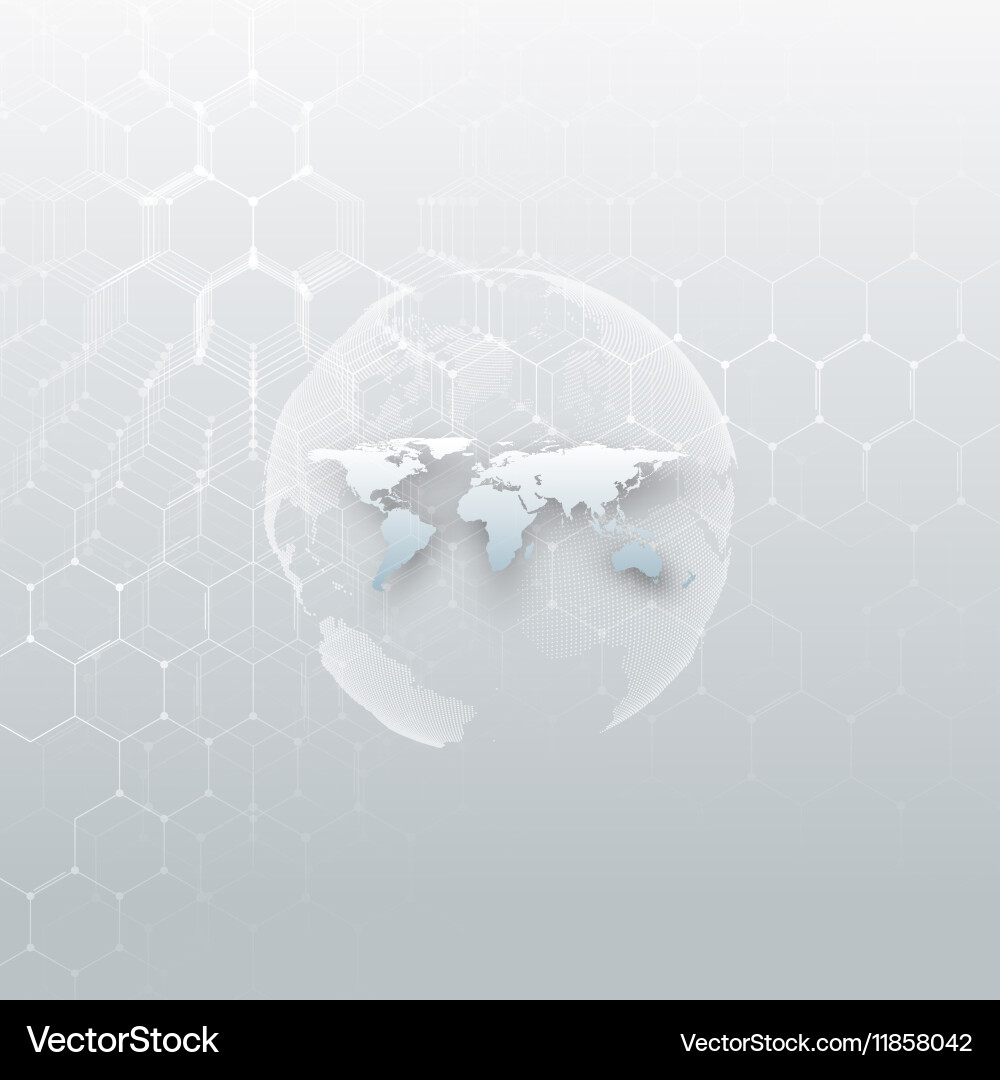 World map connecting lines and dots on gray color vector image