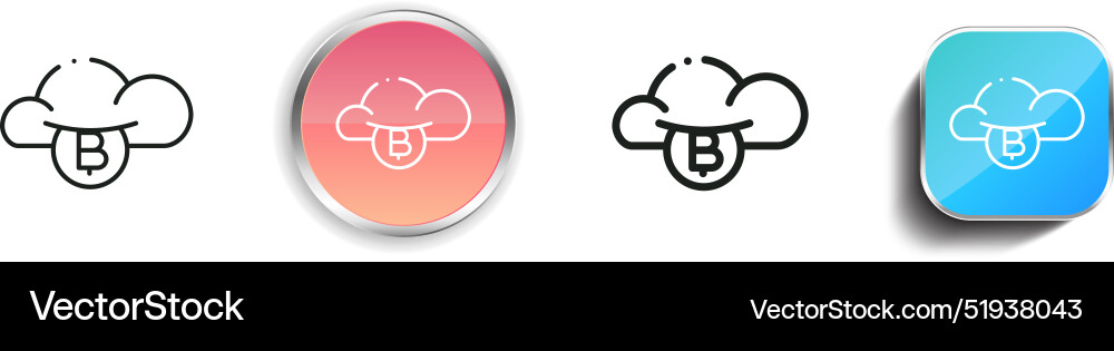 Bitcoin icon thin linear regular and button style Bitcoin icon thin linear regular and button style vector image