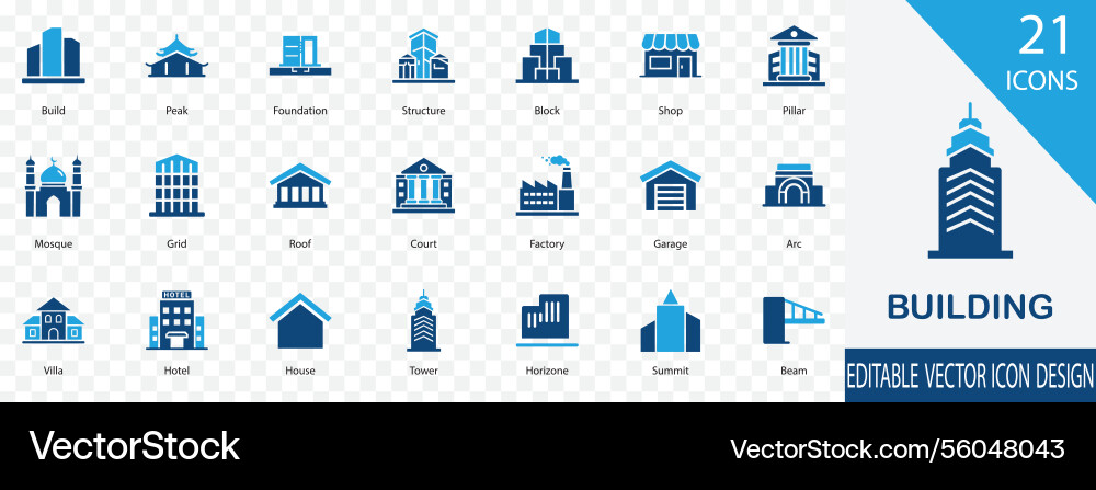 Building icon set Building icon set vector image