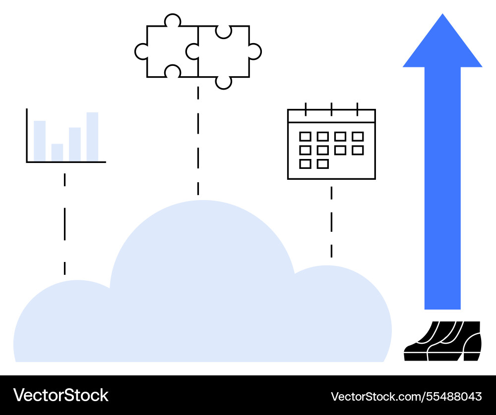 Cloud integration with data analytics team Cloud integration with data analytics team vector image