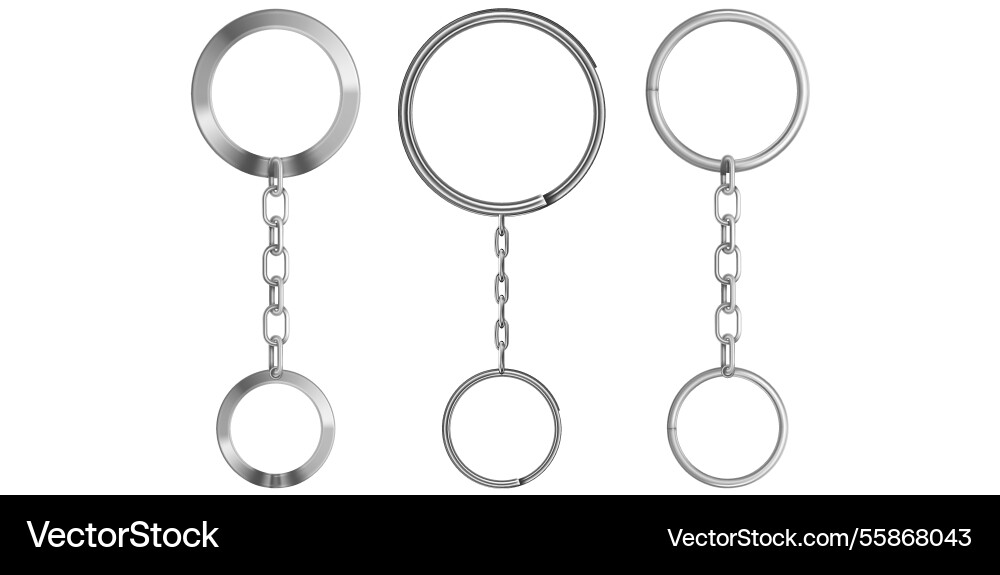 Collection of realistic key rings with chain Vector Image