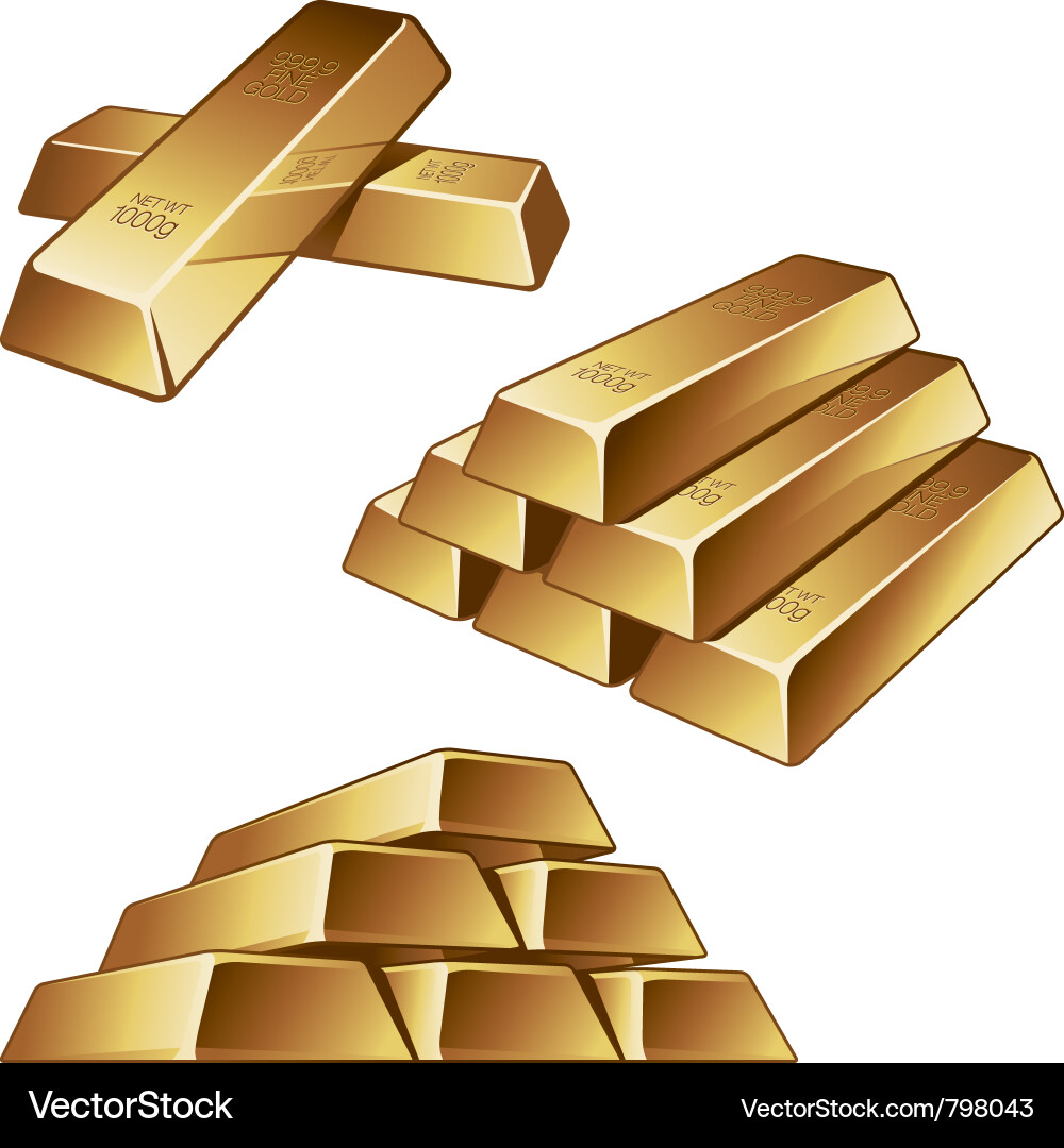 Gold bars on white background Royalty Free Vector Image