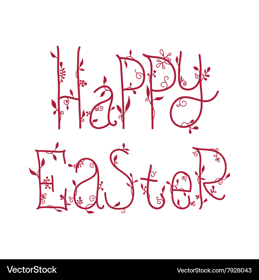 Happy easter greeting card with floral decorative Vector Image
