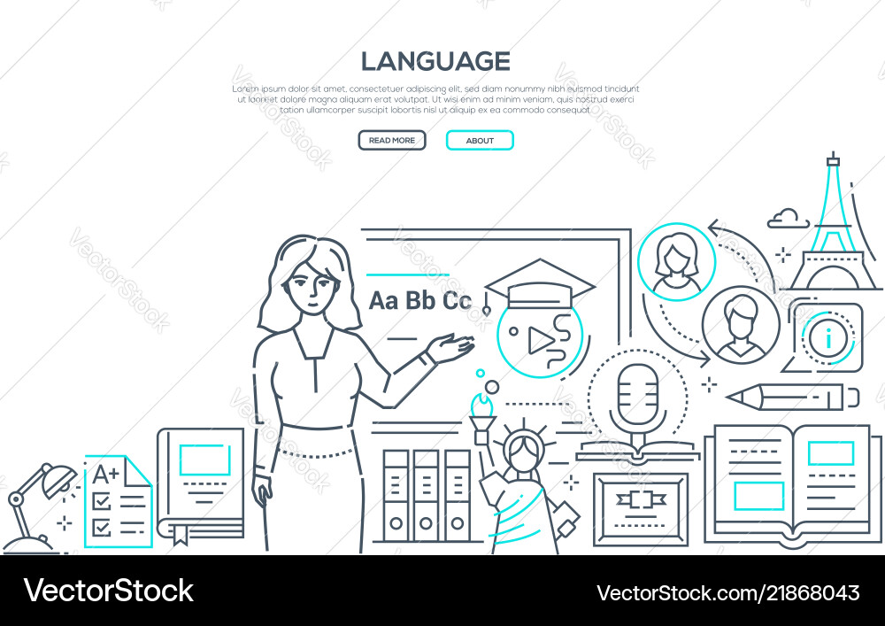 Language lesson - colorful line design style Language lesson - colorful line design style vector image