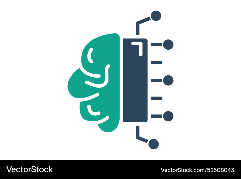 Machine learning icon brain with cpu related Machine learning icon brain with cpu related vector image