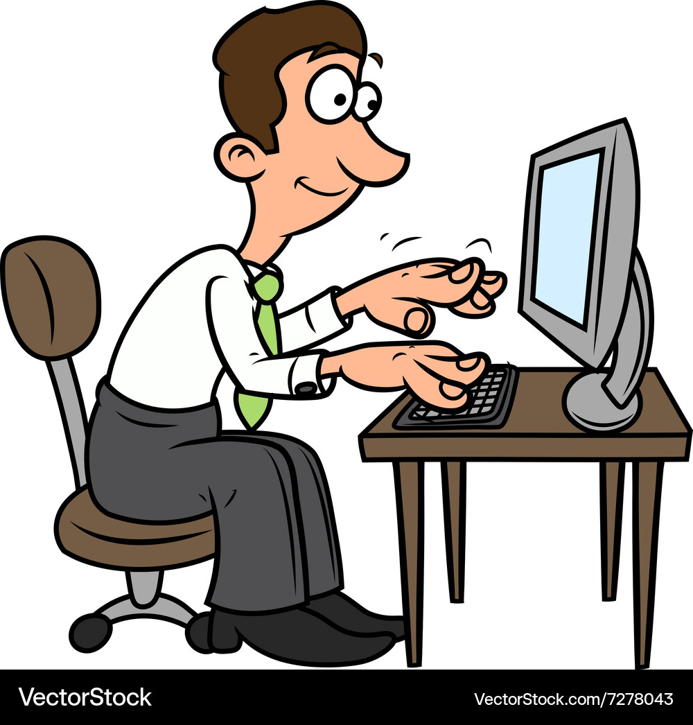 Man is working on the computer Vector Image