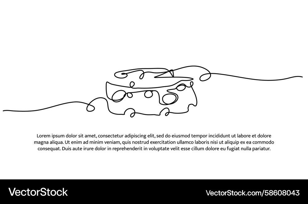 One line of cheese abstract minimal continuous Vector Image