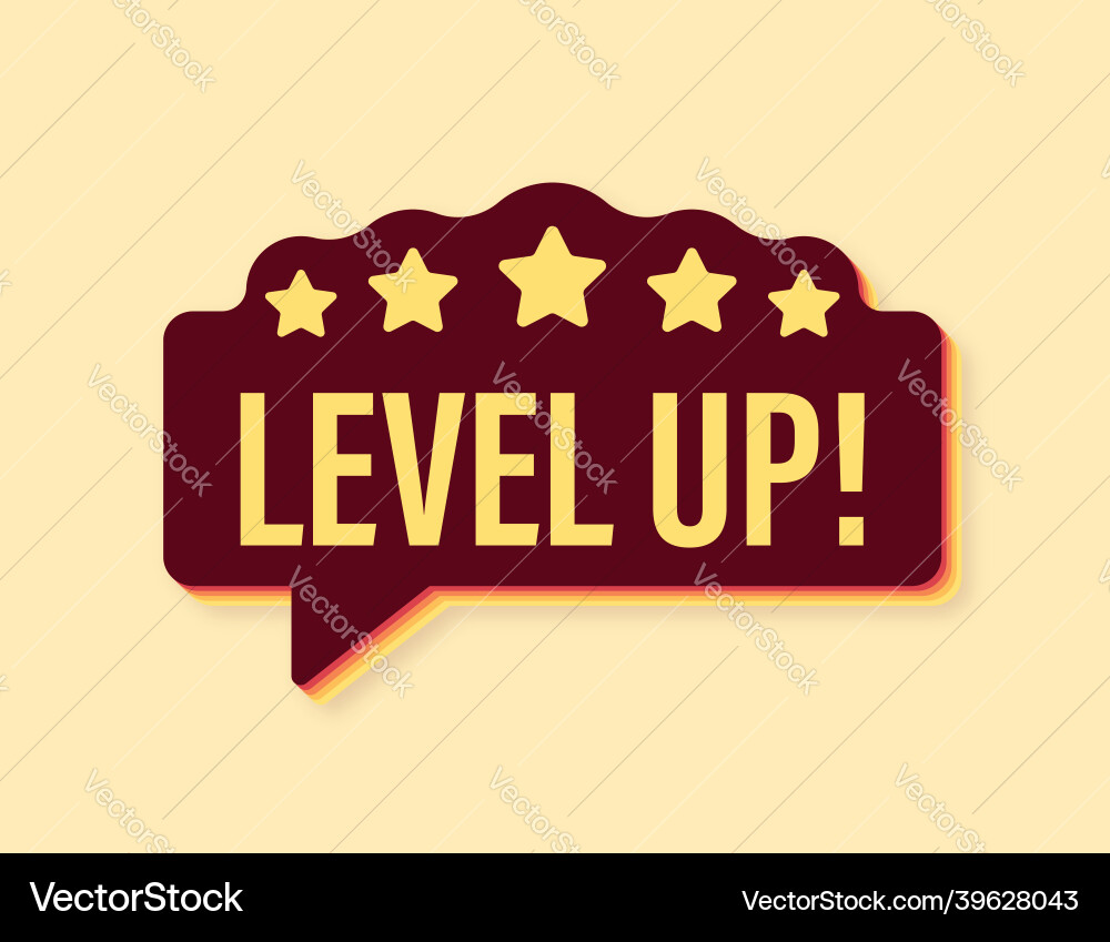 Retro Level Up Game Icon vector image