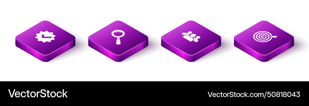 Set isometric approved and check mark magnifying Set isometric approved and check mark magnifying vector image
