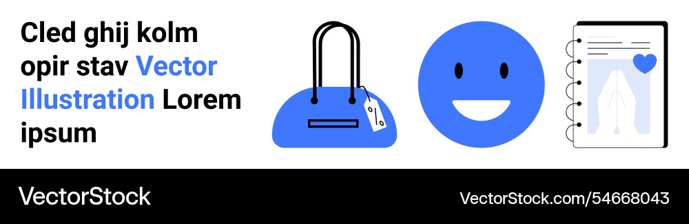 Smiling emotion notebook with heart and handbag Vector Image